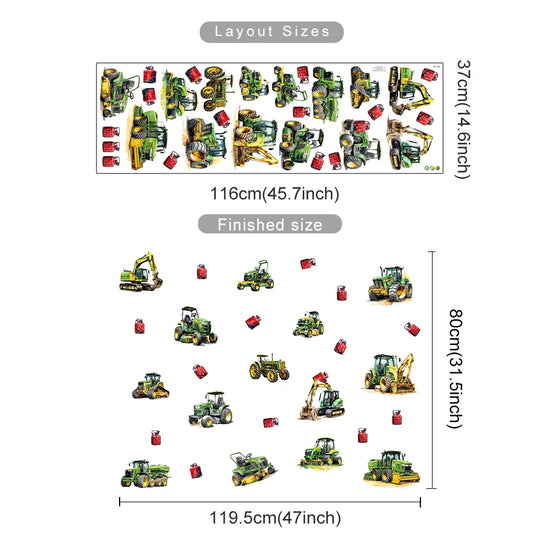 Tractors And Diggers Farm Adventure Wall Decals For Kids Room