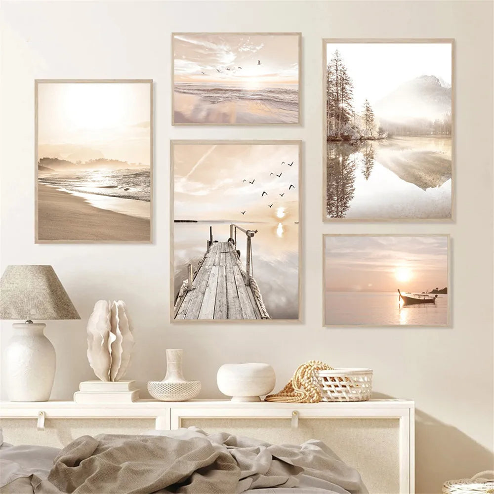 Tranquil Sunset Seascape Landscape Canvas Wall Art