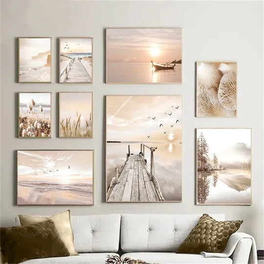 Tranquil Sunset Seascape Landscape Canvas Wall Art