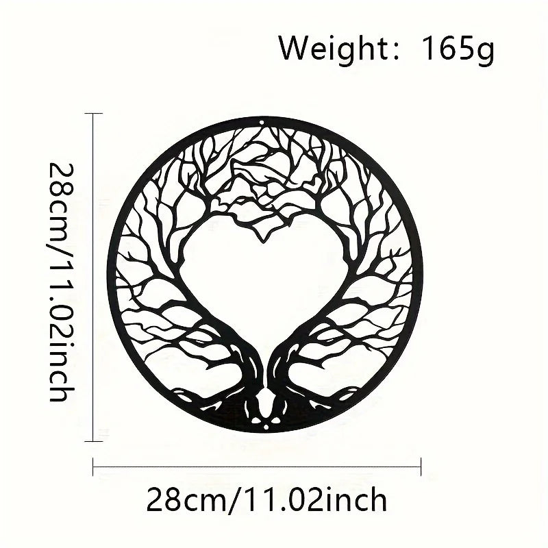 Heart Shaped Tree of Life Black Metal Wall Art Decor