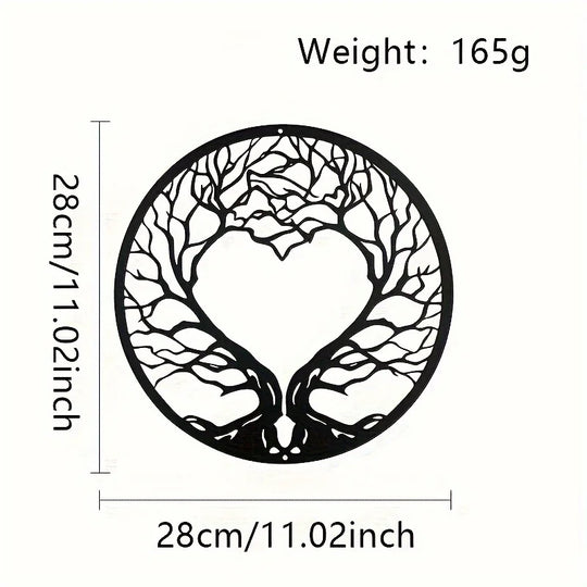 Heart Shaped Tree of Life Black Metal Wall Art Decor
