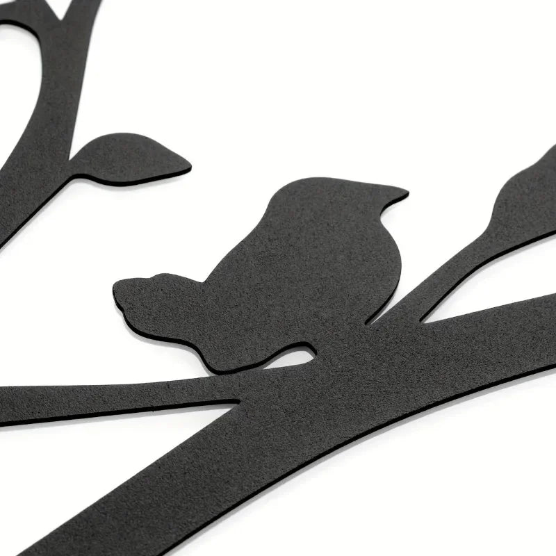 Set of 3 Tree of Life Birds Black Metal Wall Art Decor