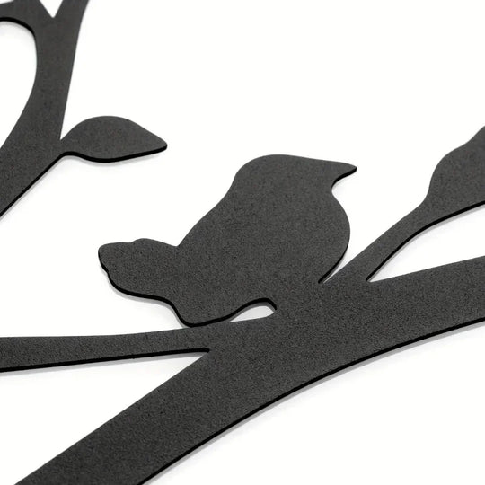 Set of 3 Tree of Life Birds Black Metal Wall Art Decor