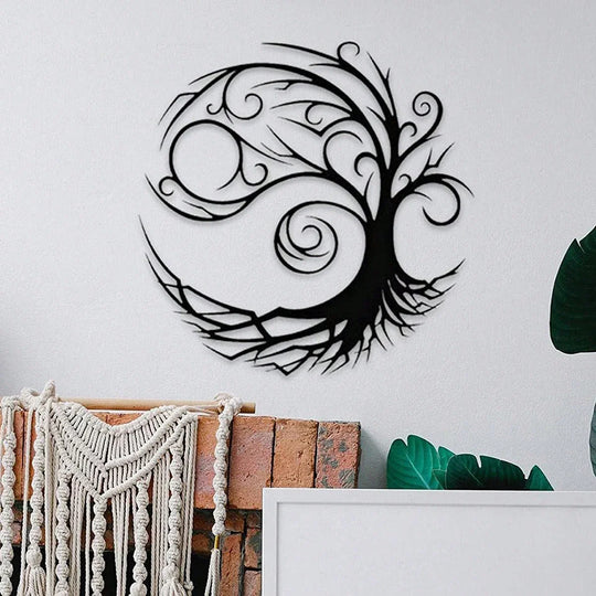 Tree of Life Silhouette Black Metal Wall Art Decor