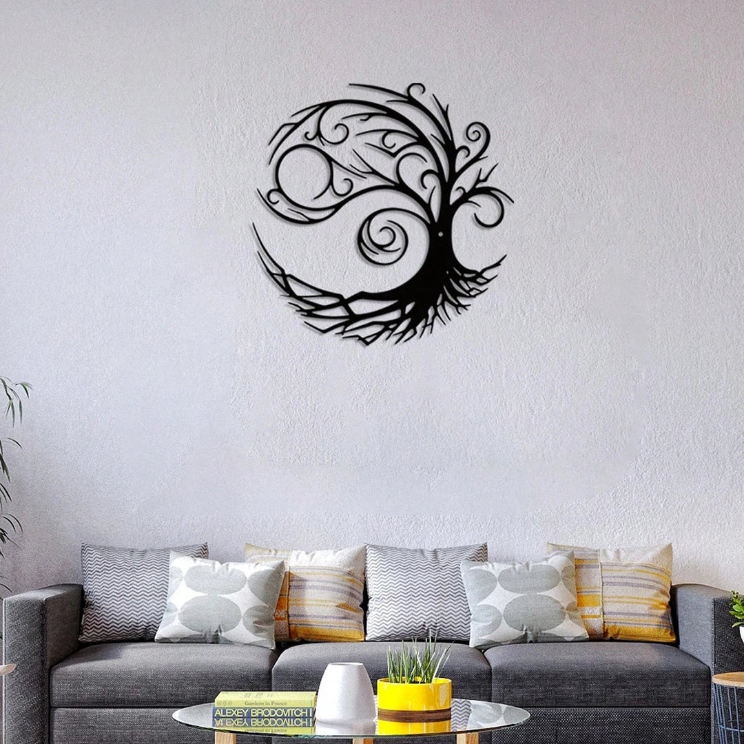Tree of Life Silhouette Black Metal Wall Art Decor