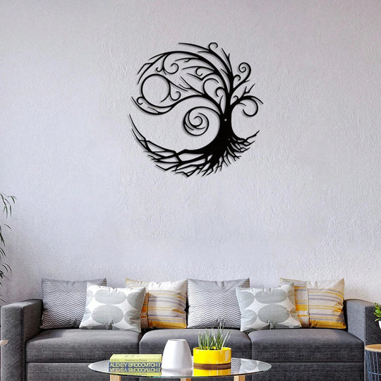 Tree of Life Silhouette Black Metal Wall Art Decor