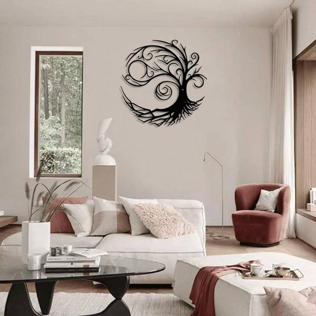 Tree of Life Silhouette Black Metal Wall Art Decor