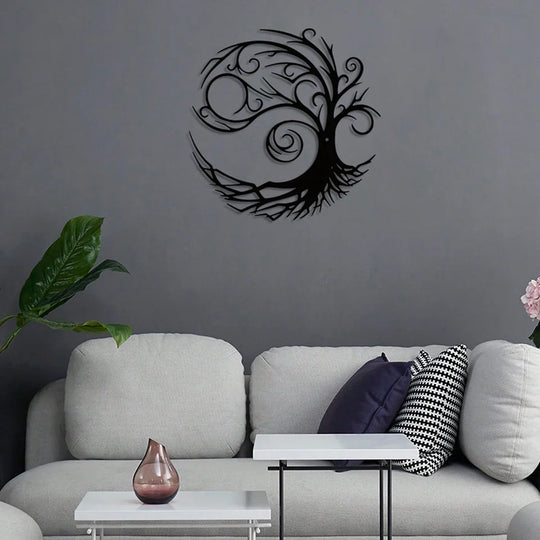 Tree of Life Silhouette Black Metal Wall Art Decor