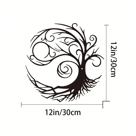 Tree of Life Silhouette Black Metal Wall Art Decor