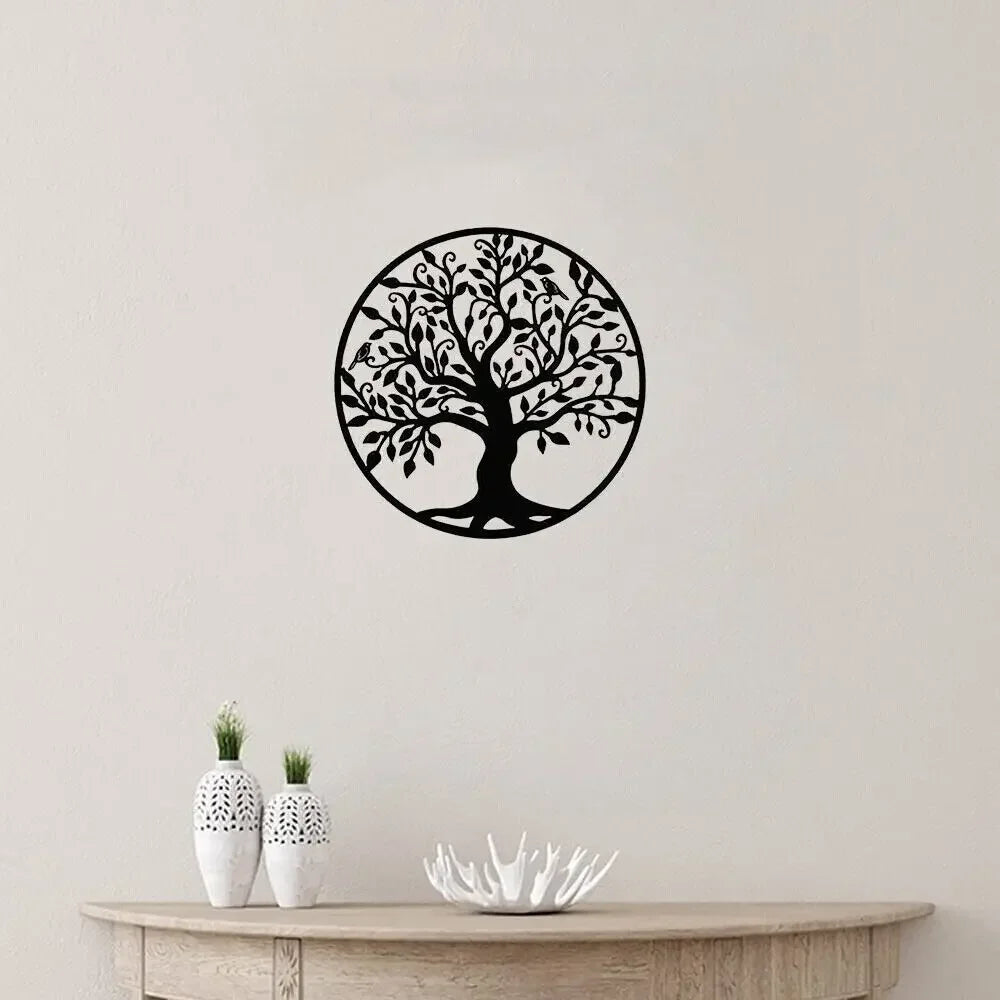 Tree of Life Silhouette Black Metal Wall Art Decor