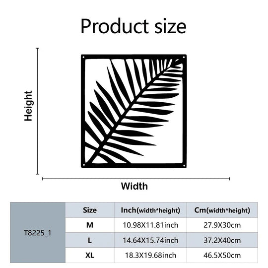 Tropical Palm Leaves Silhouette Black Metal Wall Art Decor