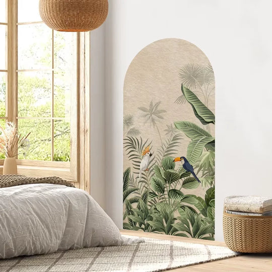 Tropical Toucan Foliage Floral Arch Wall Mural Decal