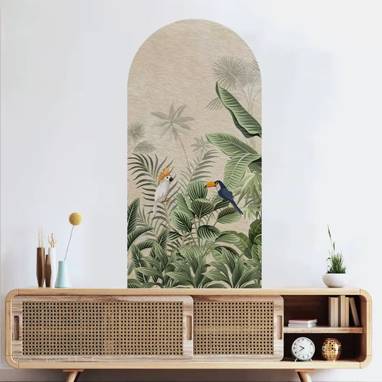 Tropical Toucan Foliage Floral Arch Wall Mural Decal
