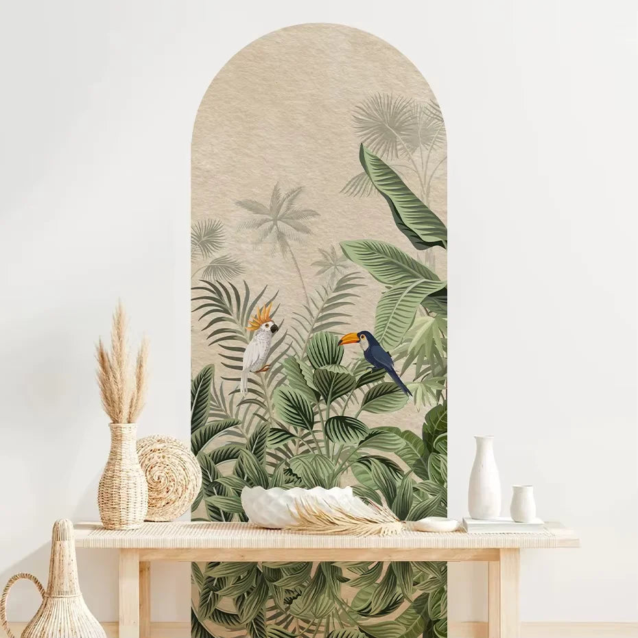 Tropical Toucan Foliage Floral Arch Wall Mural Decal
