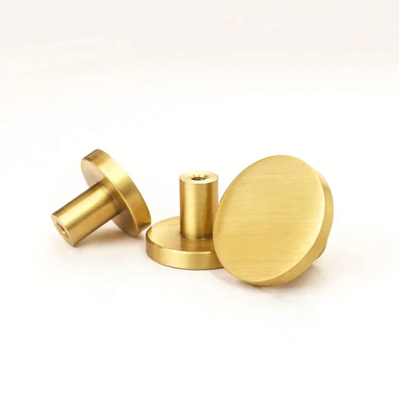 Solid Brass Cabinet Knobs (Set of 6) – European Round Handles