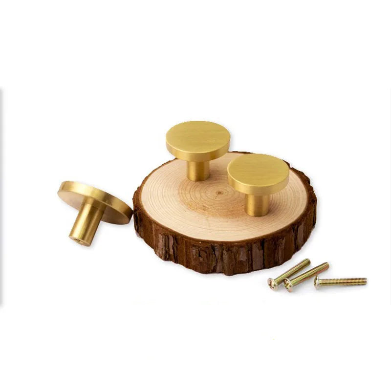 Solid Brass Cabinet Knobs (Set of 6) – European Round Handles