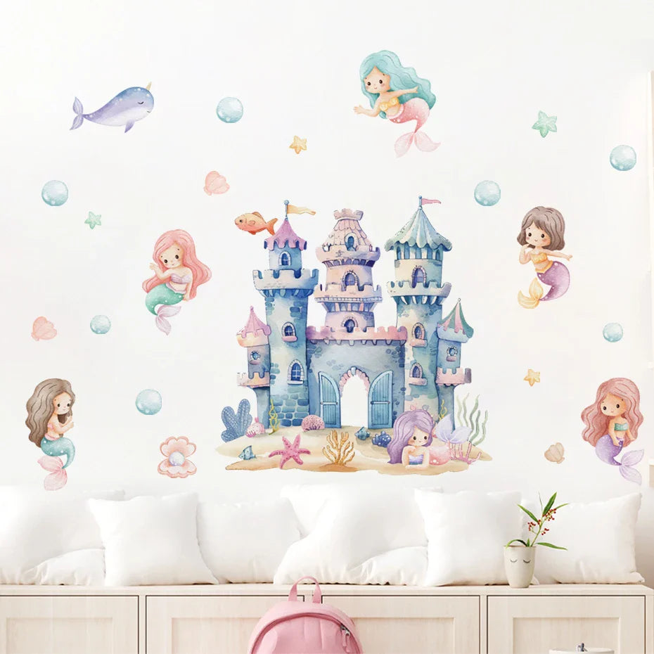 Underwater Fantasy Mermaid Castle Nursery Wall Decals