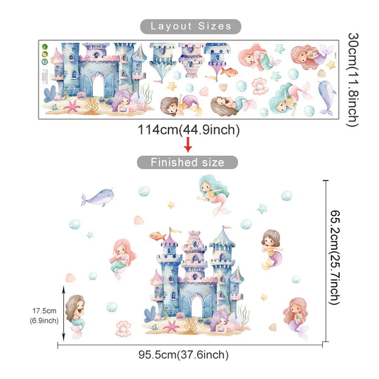 Underwater Fantasy Mermaid Castle Nursery Wall Decals