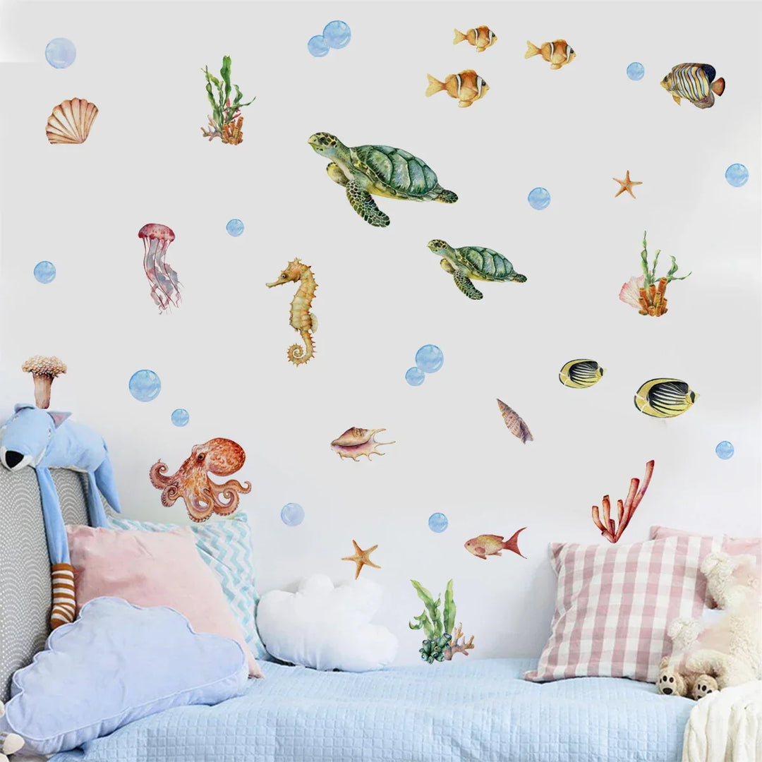 Underwater Sea Life Wall Decals For Kids Room Decor