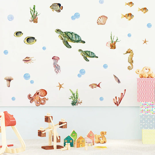 Underwater Sea Life Wall Decals For Kids Room Decor
