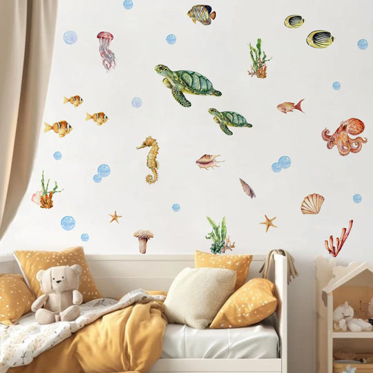 Underwater Sea Life Wall Decals For Kids Room Decor