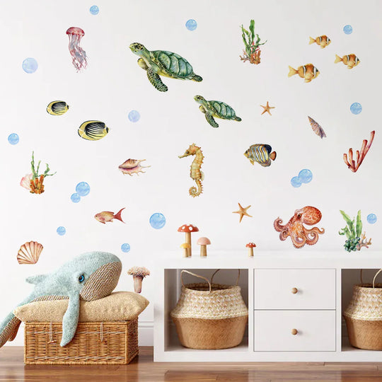 Underwater Sea Life Wall Decals For Kids Room Decor