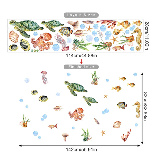 Underwater Sea Life Wall Decals For Kids Room Decor