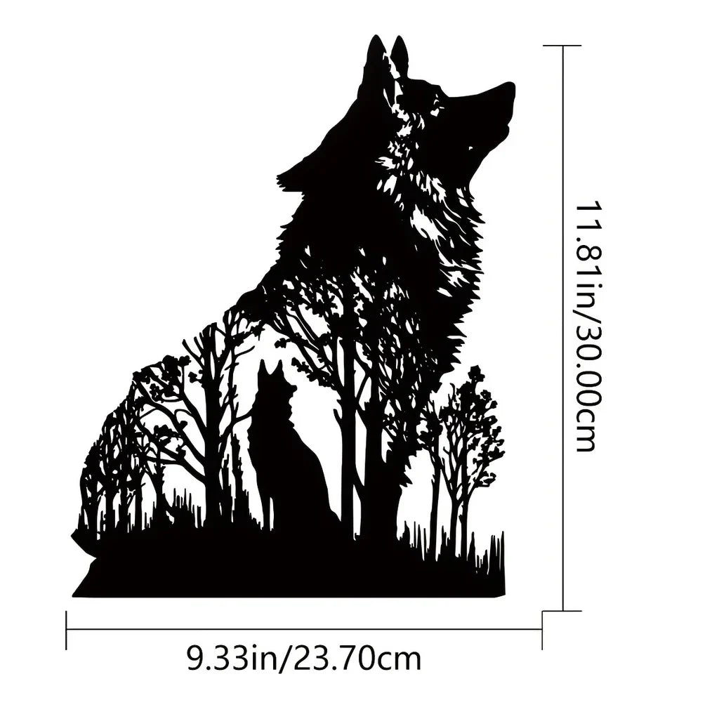 Viking Wolf Black Metal Wall Art Decor