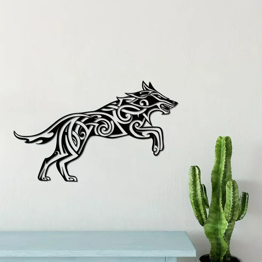 Viking Wolf Black Metal Wall Art Decor