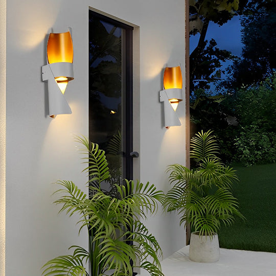 Spiral Exterior Up and Down Wall Mounted Light with Gold Interior