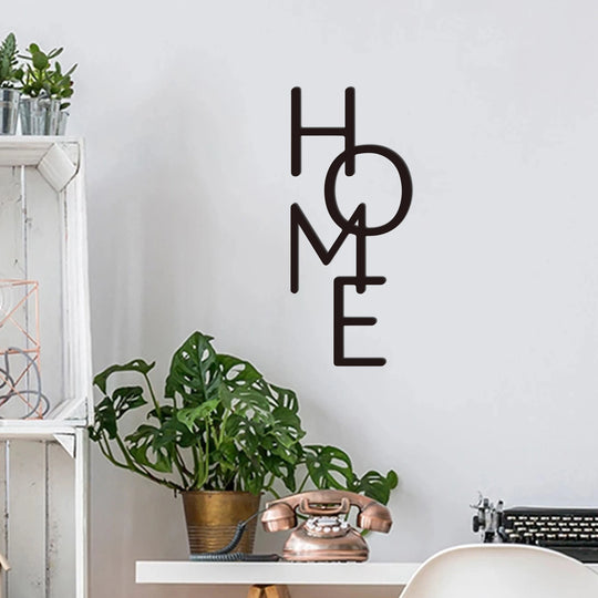 Vertical Home Typographic Black Metal Wall Art Decor