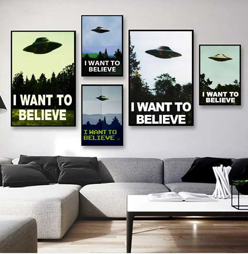 Vintage Sci Fi UFO Retro Wall Art Canvas Print