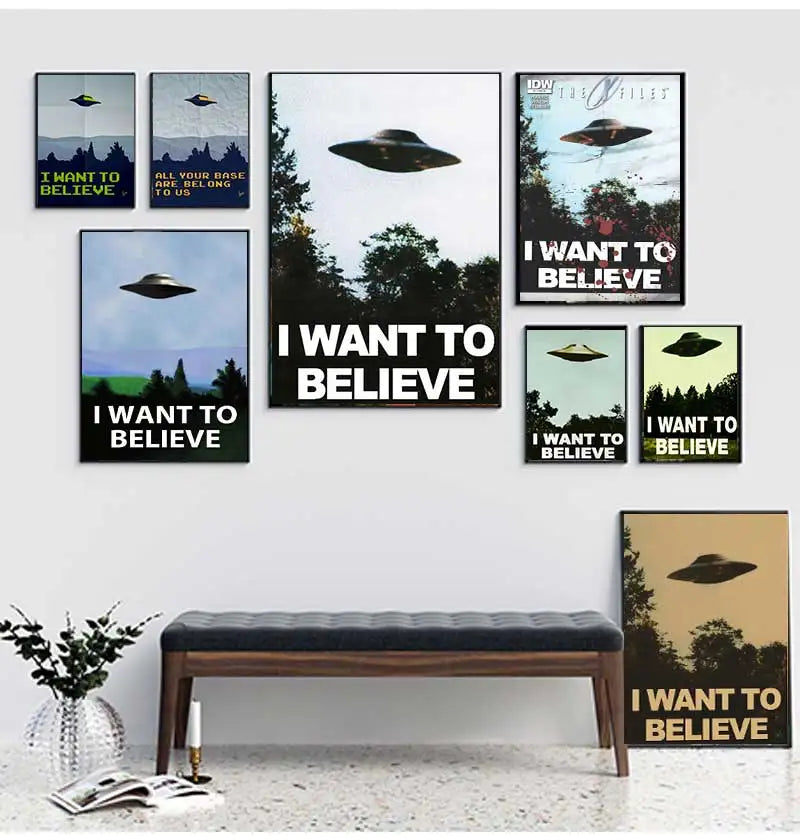 Vintage Sci Fi UFO Retro Wall Art Canvas Print
