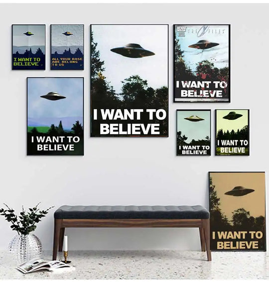 Vintage Sci Fi UFO Retro Wall Art Canvas Print