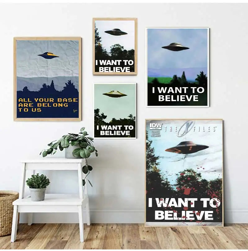 Vintage Sci Fi UFO Retro Wall Art Canvas Print