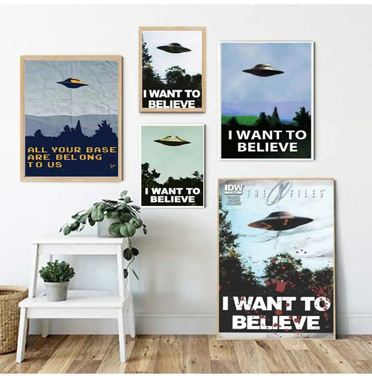 Vintage Sci Fi UFO Retro Wall Art Canvas Print