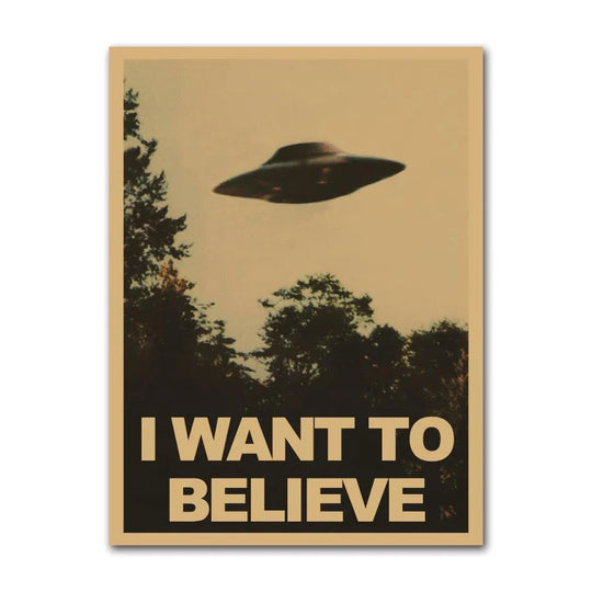 Vintage Sci Fi UFO Retro Wall Art Canvas Print