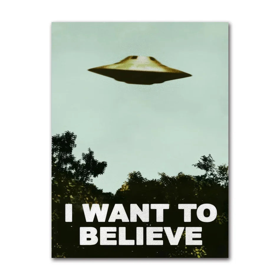 Vintage Sci Fi UFO Retro Wall Art Canvas Print