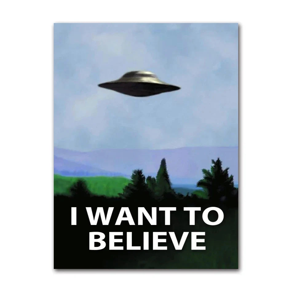 Vintage Sci Fi UFO Retro Wall Art Canvas Print