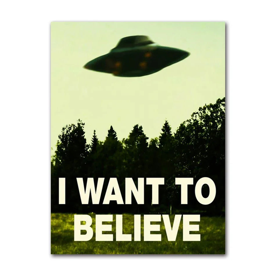 Vintage Sci Fi UFO Retro Wall Art Canvas Print
