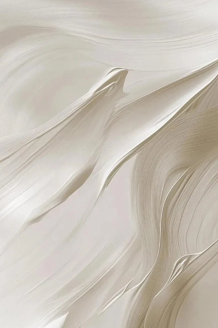 White Beige Brush Strokes Abstract Canvas Wall Art