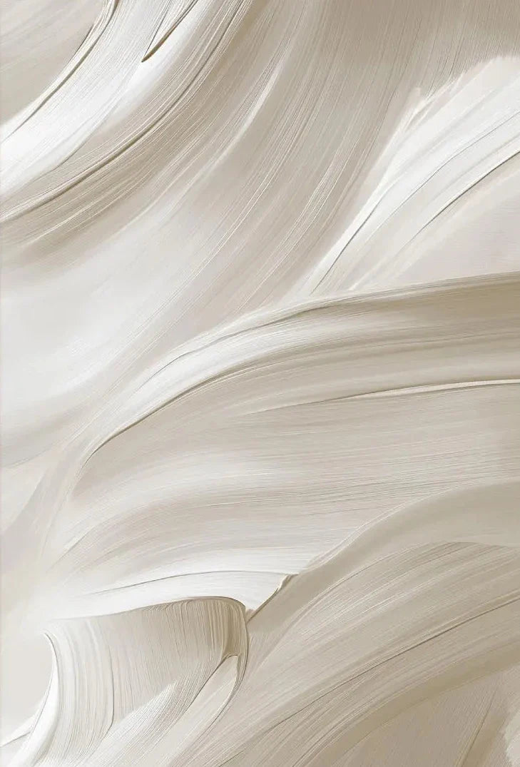 White Beige Brush Strokes Abstract Canvas Wall Art