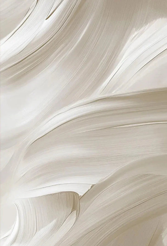 White Beige Brush Strokes Abstract Canvas Wall Art