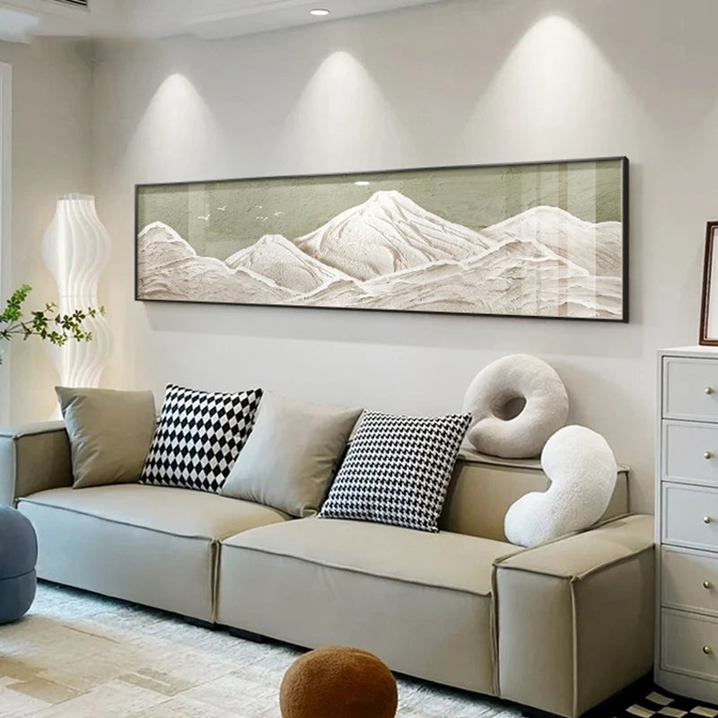 White Mountain Wide Format Abstract Canvas Wall Art Unframed