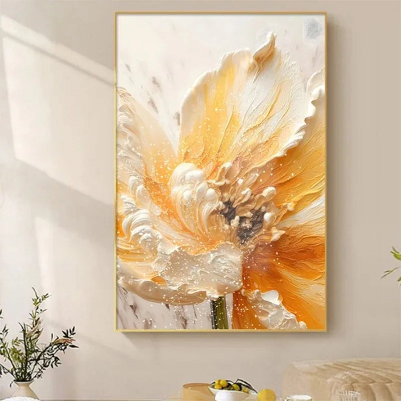 White Petal Flowers Abstract Floral Canvas Wall Art