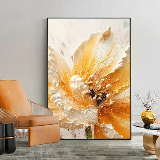White Petal Flowers Abstract Floral Canvas Wall Art