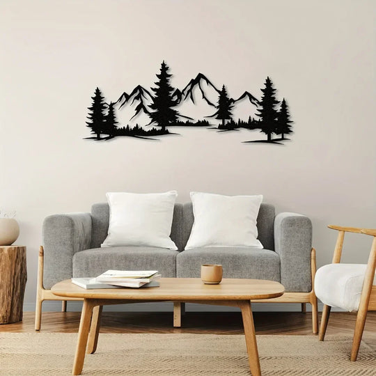 Wild Mountain Wilderness Black Metal Wall Art Decor