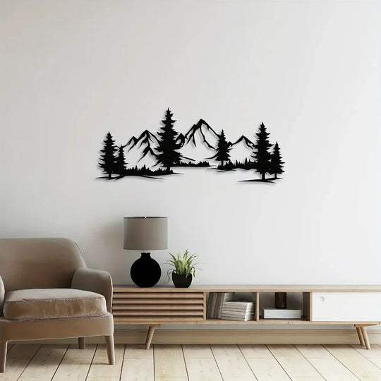 Wild Mountain Wilderness Black Metal Wall Art Decor