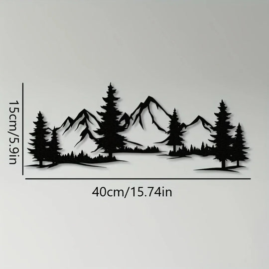Wild Mountain Wilderness Black Metal Wall Art Decor