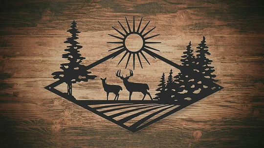 Wild Forest Deer Black Metal Wall Art Decor